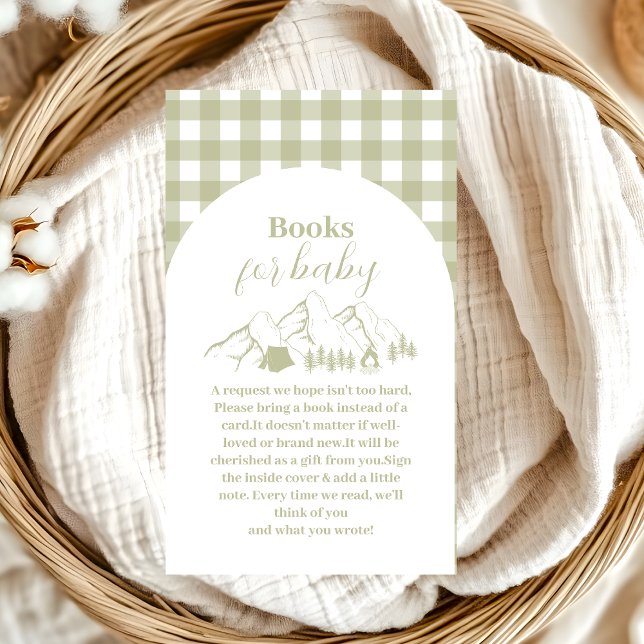 Tarjeta De Recepción Libros de Baby Shower de camping verde para bebé (Subido por el creador)