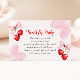 Tarjeta De Recepción Libros de Baby Shower de cereza rosada para bebé