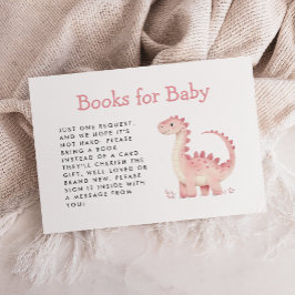 Tarjeta De Recepción Libros de Baby Shower de Chicas de dinosaurios ros