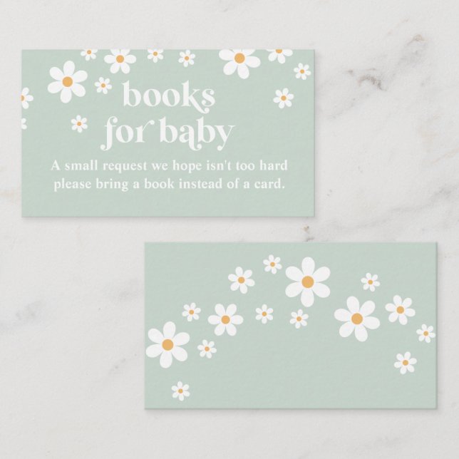 Tarjeta De Recepción Libros de Baby Shower de Daisy Retro para el bebé (Anverso / Reverso)