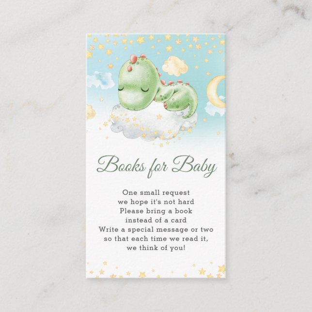Tarjeta De Recepción Libros de Baby Shower de dinosaurios durmientes pa (Anverso)