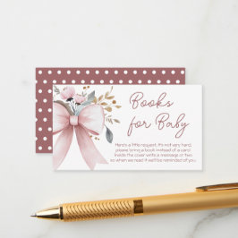 Tarjeta De Recepción Libros De Baby Shower De Flores De Bow Rosado Para
