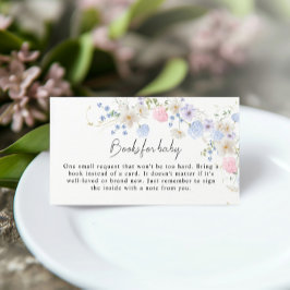 Tarjeta De Recepción Libros de Baby Shower de flores silvestres rosadas