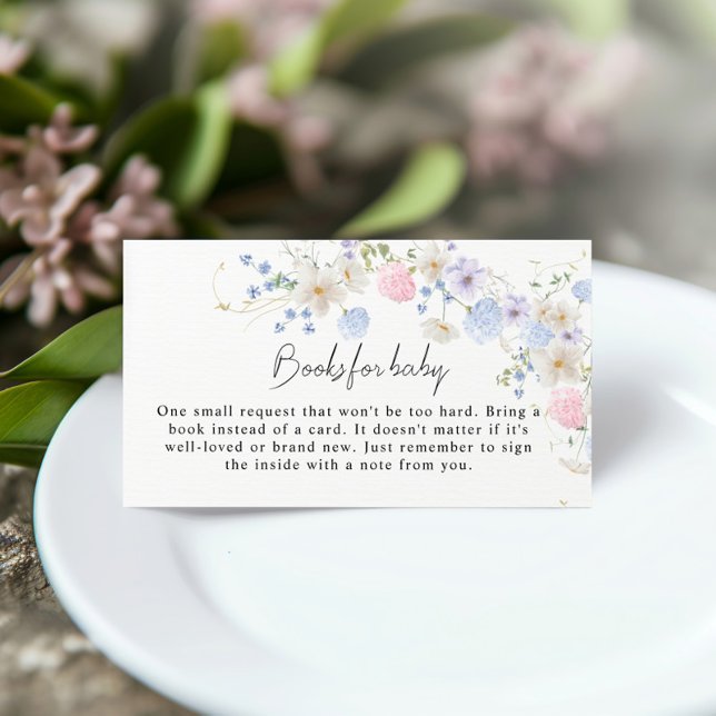 Tarjeta De Recepción Libros de Baby Shower de flores silvestres rosadas (Subido por el creador)