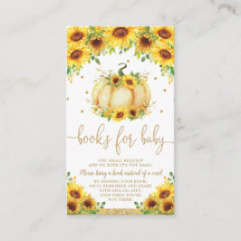 Tarjeta De Recepción Libros de Baby Shower de girasol de calabaza para 