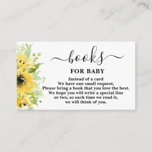 Tarjeta De Recepción Libros de Baby Shower de girasol para bebé