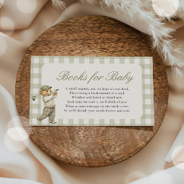 Tarjeta De Recepción Libros de baby shower de golf a cuadros para bebé
