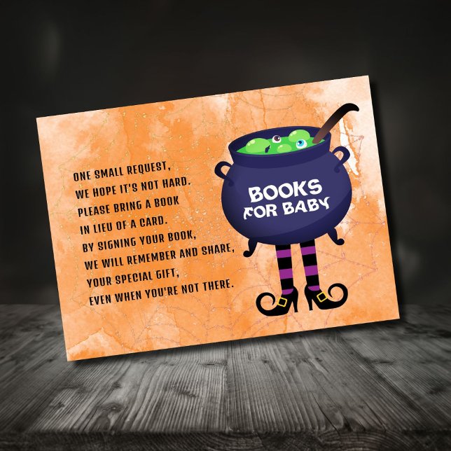 Tarjeta De Recepción Libros de Baby Shower de Halloween para bebé (Subido por el creador)