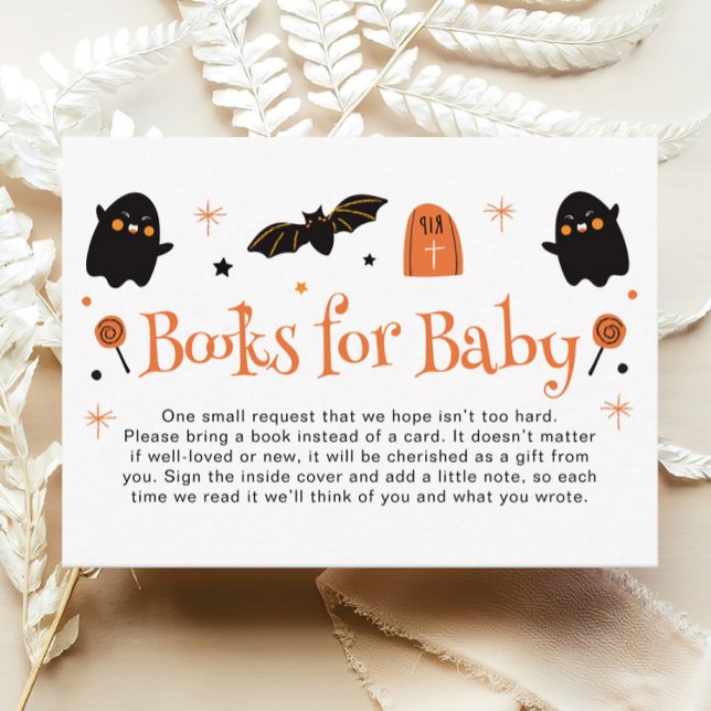Tarjeta De Recepción Libros de Baby Shower de Halloween para bebé (Subido por el creador)