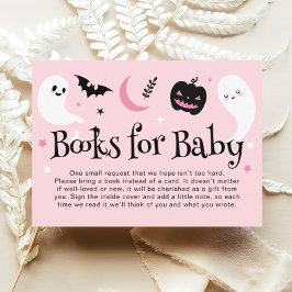 Tarjeta De Recepción Libros de Baby Shower de Halloween rosados para be