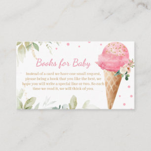 Tarjeta De Recepción Libros de Baby Shower de Helado Rosa para Bebé