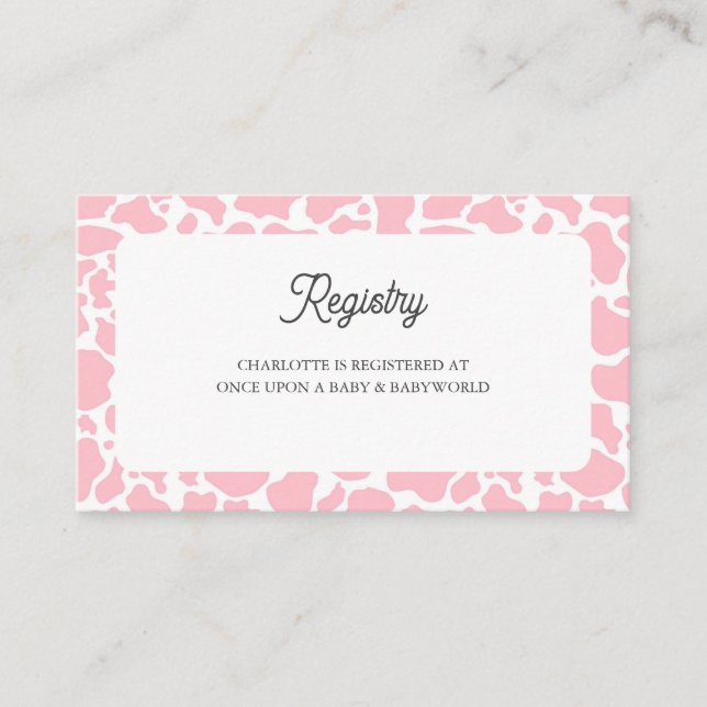 Tarjeta De Recepción Libros de Baby Shower de Holy Cow Rosa para bebé (Anverso)