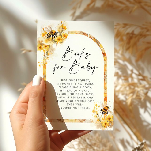 Tarjeta De Recepción Libros De Baby Shower De Honey Bee Wildflower Para (Subido por el creador)