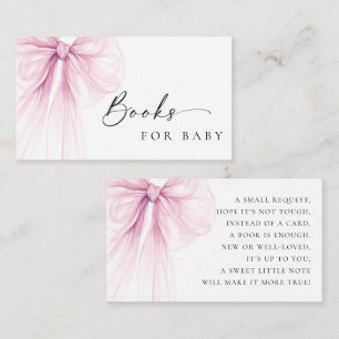 Tarjeta De Recepción Libros de baby shower de lazo rosa elegante para b