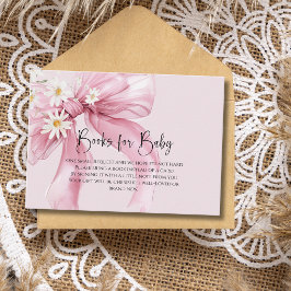 Tarjeta De Recepción Libros de baby shower de lazo rosa elegante para b