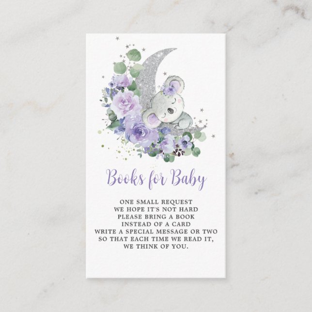 Tarjeta De Recepción Libros de Baby Shower de Morple Floral Koala para  (Anverso)