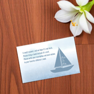 Tarjeta De Recepción Libros de baby shower de niño azul de barco de vel