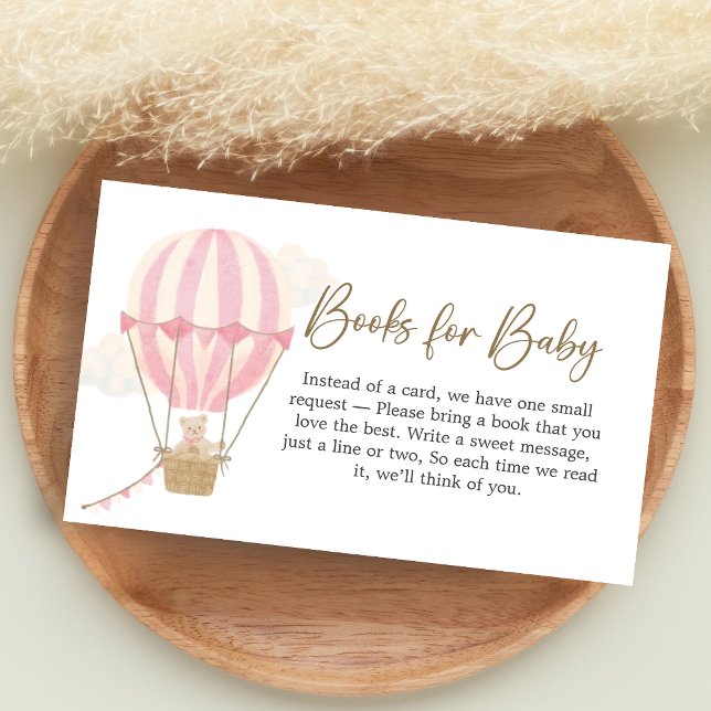 Tarjeta De Recepción Libros de Baby Shower de Oso Boho Rosa para Bebé (Oh Baby Bear Baby Shower Books for Baby)