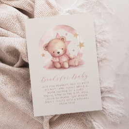 Tarjeta De Recepción Libros de Baby Shower de oso rosado para bebé