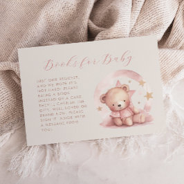 Tarjeta De Recepción Libros de Baby Shower de oso rosado para bebé