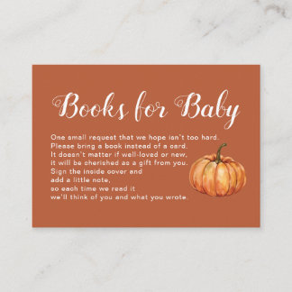 Tarjeta De Recepción Libros de Baby Shower de Otoño de Calabaza Marrón