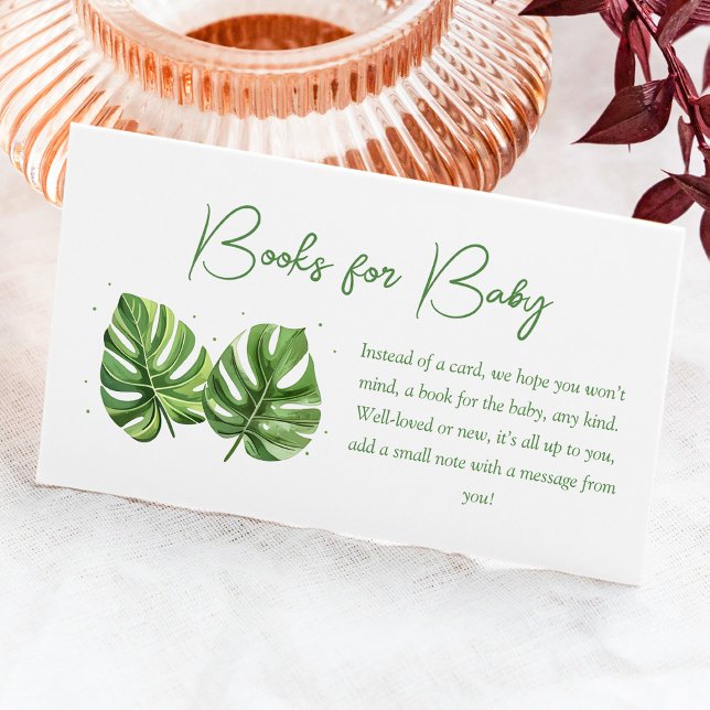 Tarjeta De Recepción Libros de Baby Shower de palma tropical para bebé (Subido por el creador)