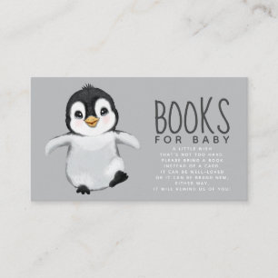 Tarjeta De Recepción Libros de Baby Shower de pingüino para bebé