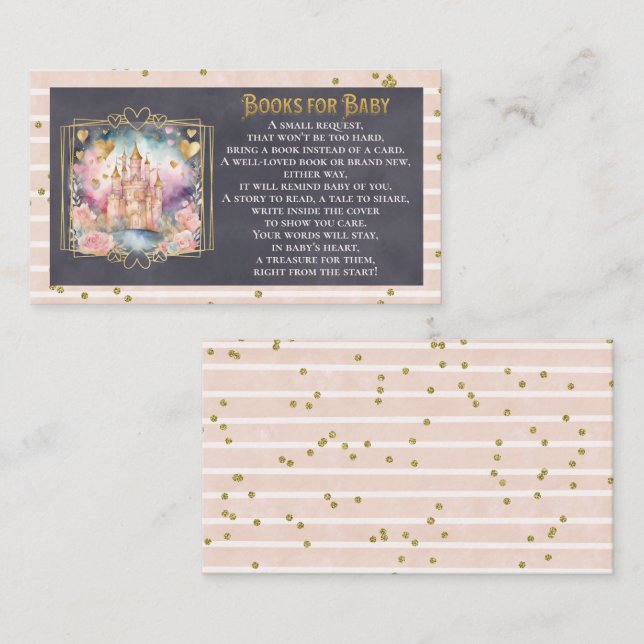 Tarjeta De Recepción Libros de Baby Shower de princesa de cuento de had (Anverso / Reverso)