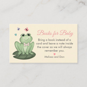 Tarjeta De Recepción Libros de Baby Shower de Rana de Crema Caprichosa
