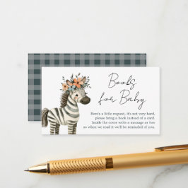 Tarjeta De Recepción Libros de Baby Shower de Safari Zebra Boho