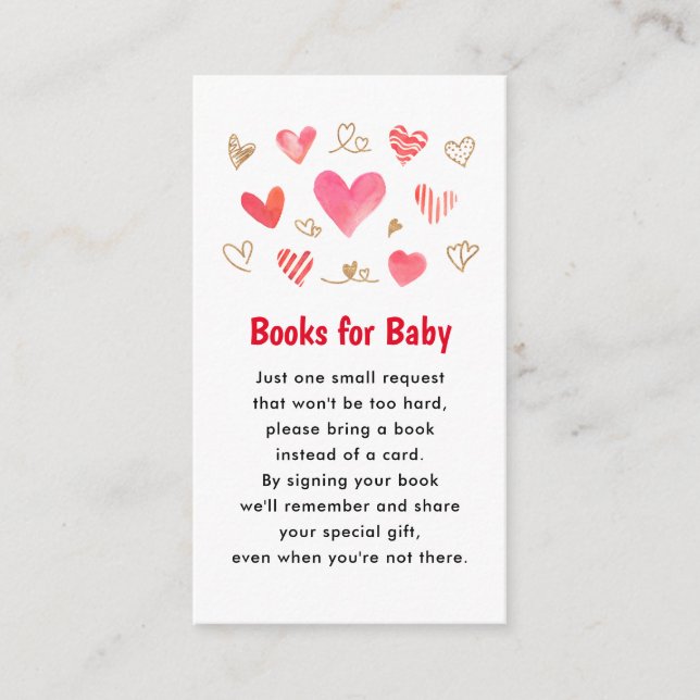 Tarjeta De Recepción Libros de Baby Shower de San Valentín para bebé (Anverso)