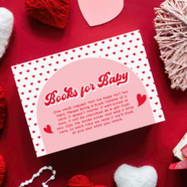 Tarjeta De Recepción Libros de Baby Shower de San Valentín rosado para