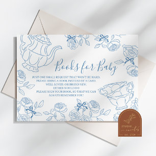 Tarjeta De Recepción Libros de Baby Shower de té azul polvoriento para