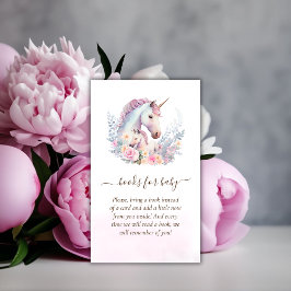 Tarjeta De Recepción Libros de Baby Shower de Unicornio para bebés