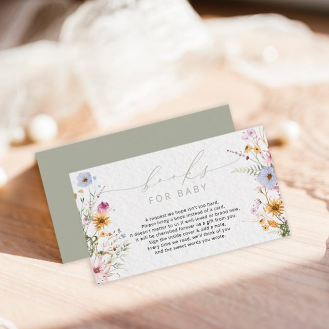 Tarjeta De Recepción Libros de Baby Shower de Whimsical Wildflower (Subido por el creador)