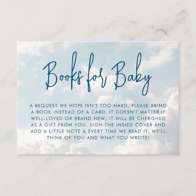 Tarjeta De Recepción Libros de Baby Shower del cielo para el bebé (Anverso)