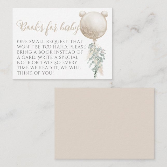 Tarjeta De Recepción Libros de Baby Shower en globo de espera (Anverso / Reverso)