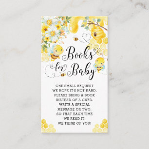 Tarjeta De Recepción Libros de Baby Shower floral de abejas amarillas p