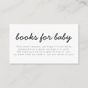 Tarjeta De Recepción Libros de Baby Shower manuscritos en blanco y negr