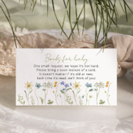 Tarjeta De Recepción Libros de Baby Shower neutrales de flores silvestr