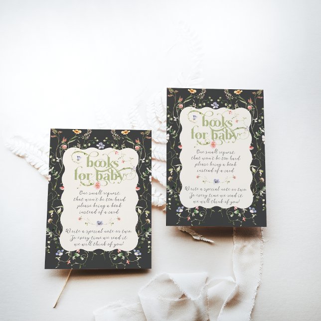 Tarjeta De Recepción Libros de Baby Shower neutros modernos con flores  (Subido por el creador)