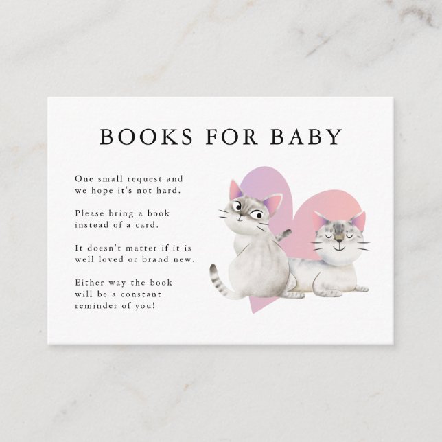 Tarjeta De Recepción Libros de Baby Shower para bebés de gatitos gemelo (Anverso)