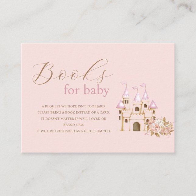 Tarjeta De Recepción Libros de Baby Shower para bebés de la Princesa de (Anverso)