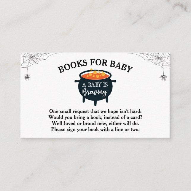 Tarjeta De Recepción Libros de Baby Shower para brujas de Halloween (Anverso)