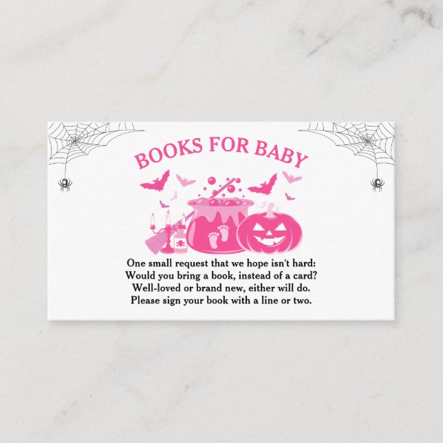 Tarjeta De Recepción Libros de Baby Shower para brujas de Halloween (Anverso)