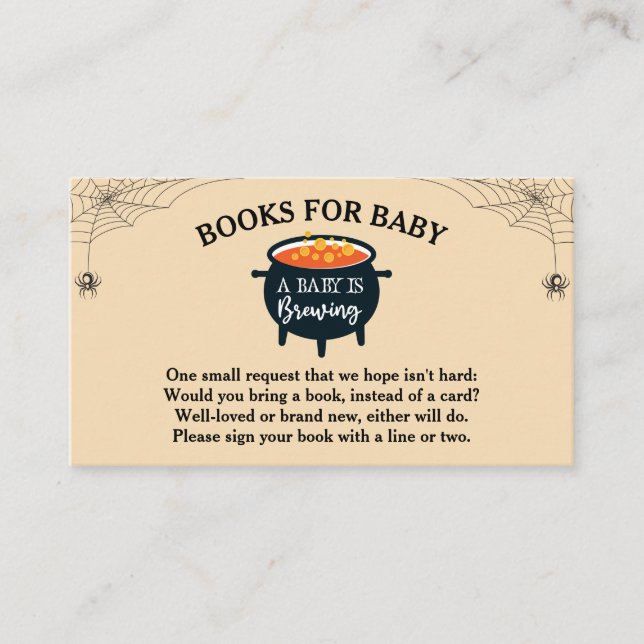 Tarjeta De Recepción Libros de Baby Shower para brujas de Halloween (Anverso)