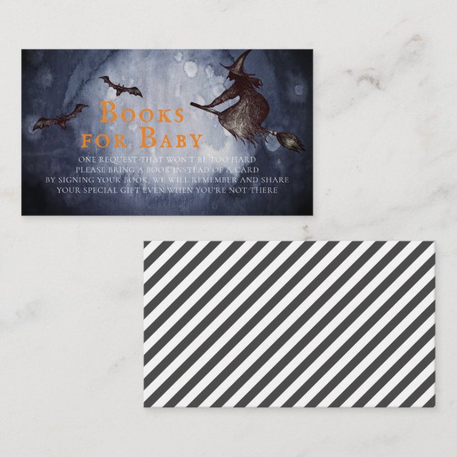 Tarjeta De Recepción Libros de Baby Shower para brujas de Halloween (Anverso / Reverso)