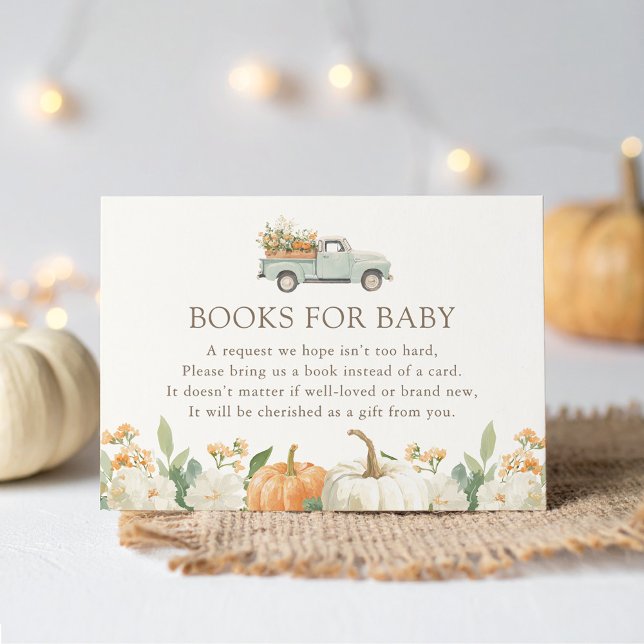 Tarjeta De Recepción Libros de Baby Shower para calabaza para bebé (Subido por el creador)