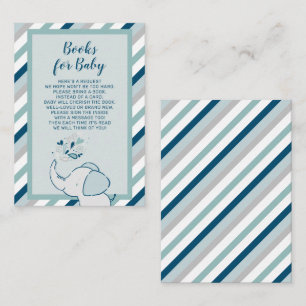 Tarjeta De Recepción Libros de Baby Shower para elefantes de la marina