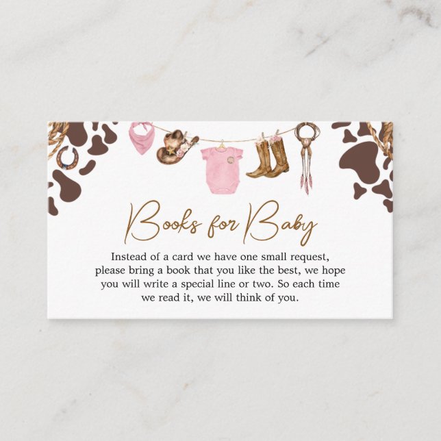 Tarjeta De Recepción Libros de Baby Shower para niñas pequeñas para beb (Anverso)